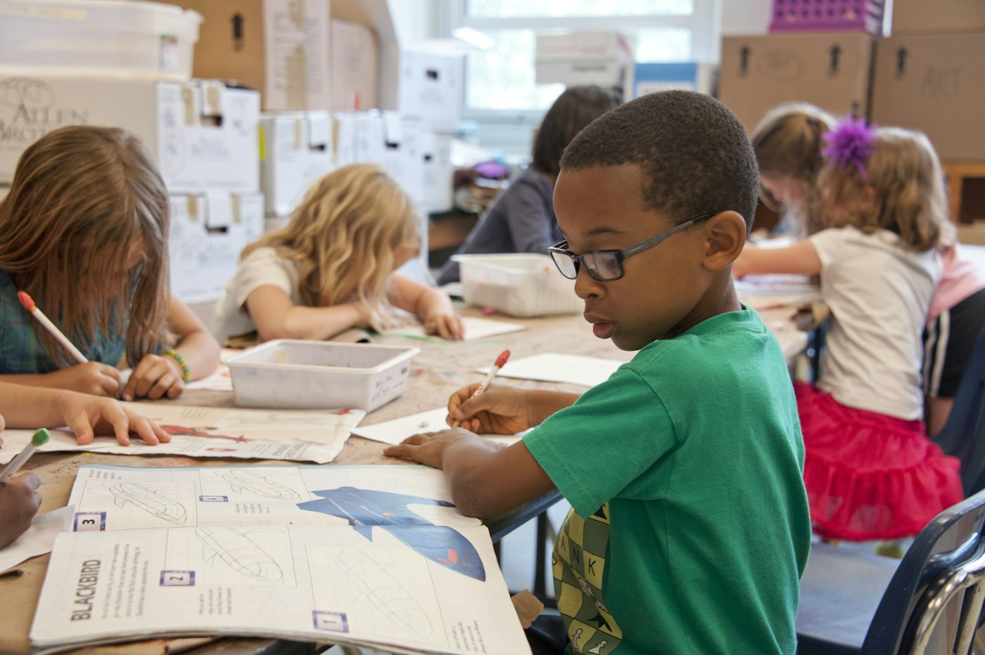 Students working together at a table